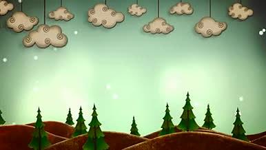 唯美卡通云朵小树童话视觉LED背景视频视频的预览图